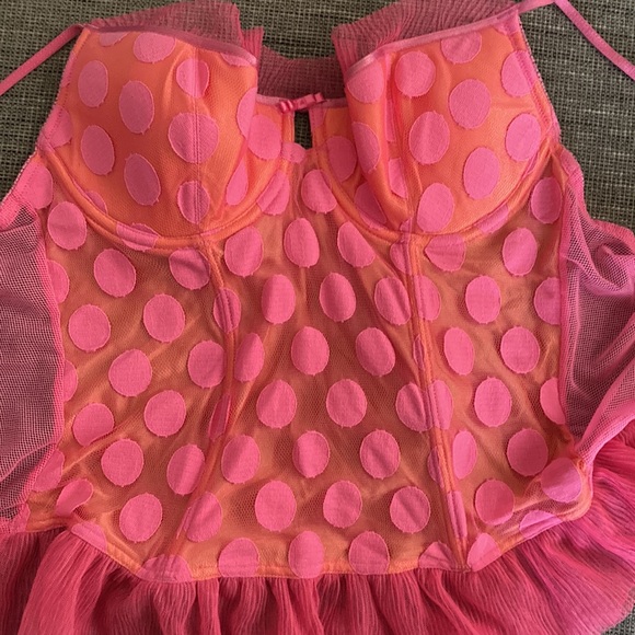 NWT Victoria’s Secret sexy little things polka dot corset pink orange 36C - Picture 7 of 7